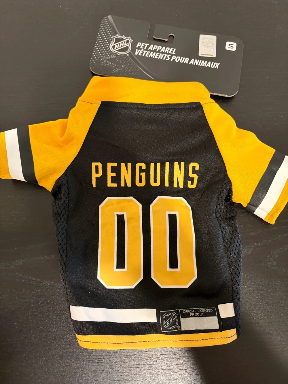 NHL Pittsburgh Penguins Black and Gold Pet Jersey